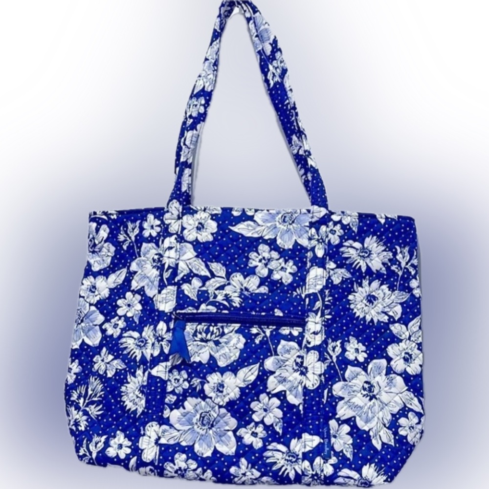 Vera Bradley Tote GORGEOUS Blue Floral Tote Bag “royal/white rain garden”. NWT